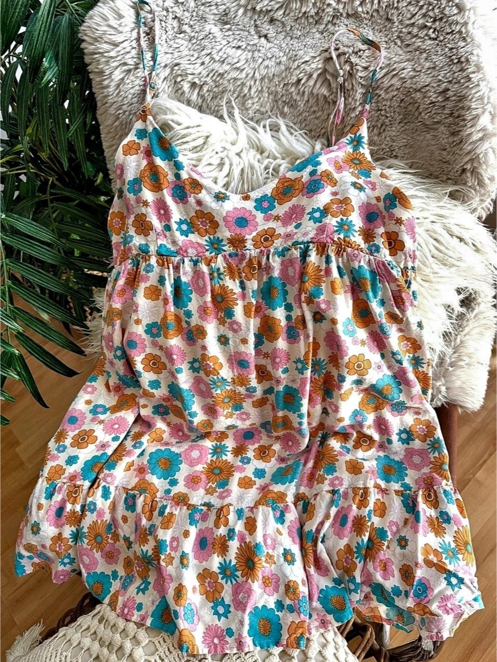Pink Lily Floral Mini Dress in White & Pink